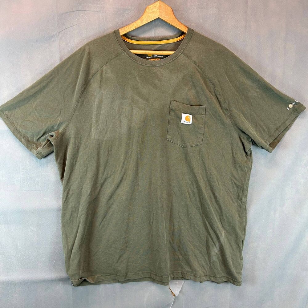 Carhartt T-Shirt Men's Size 2XL Relaxed Fit Green Pocket Tee Workwear